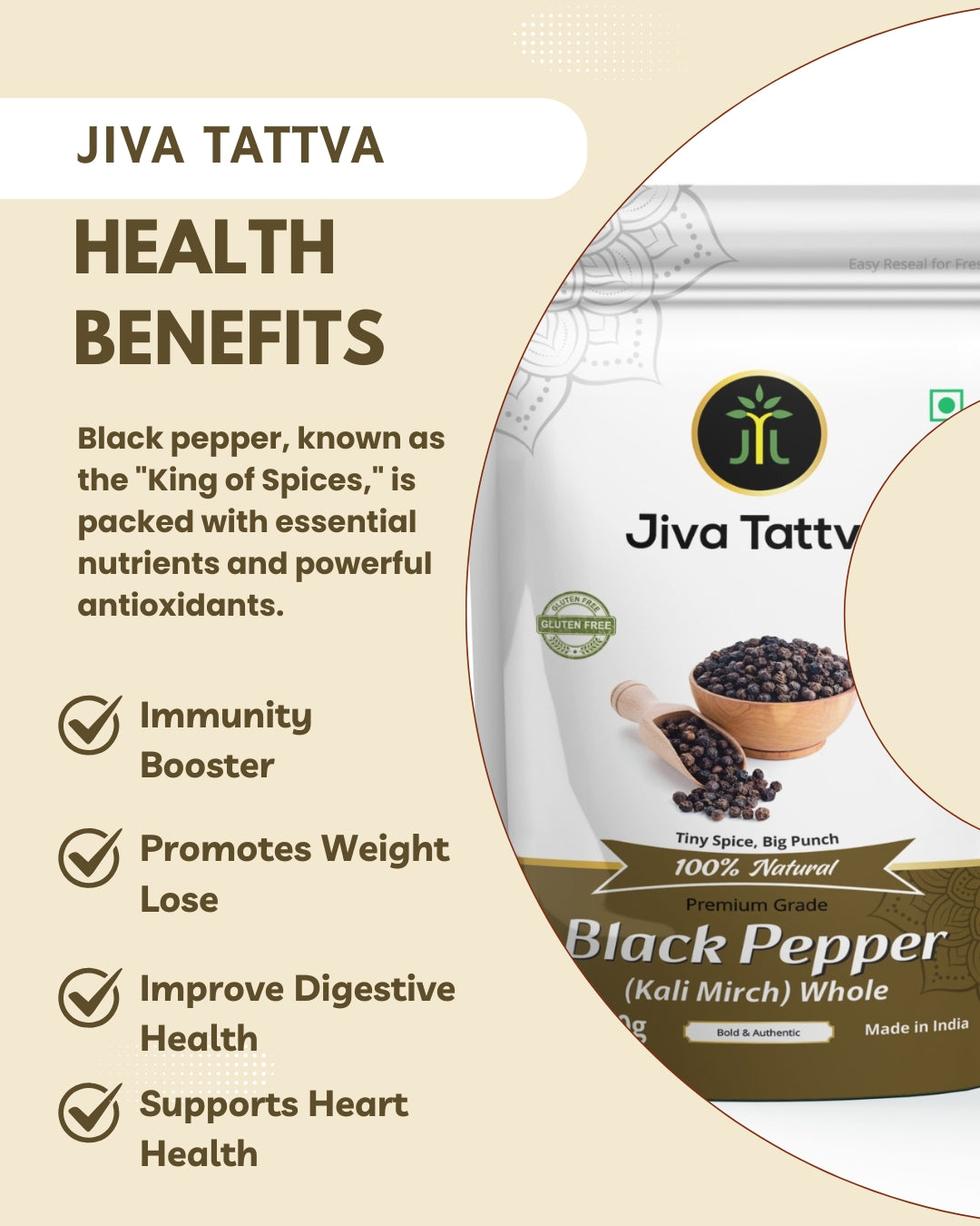 Jiva Tattva Whole Black Pepper 200g