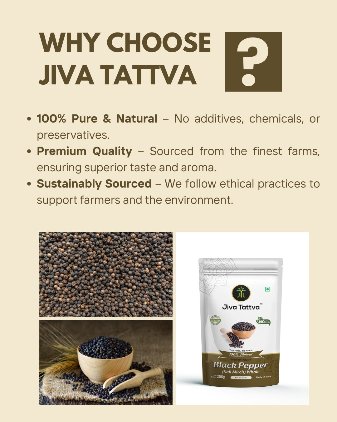 Jiva Tattva Whole Black Pepper 200g