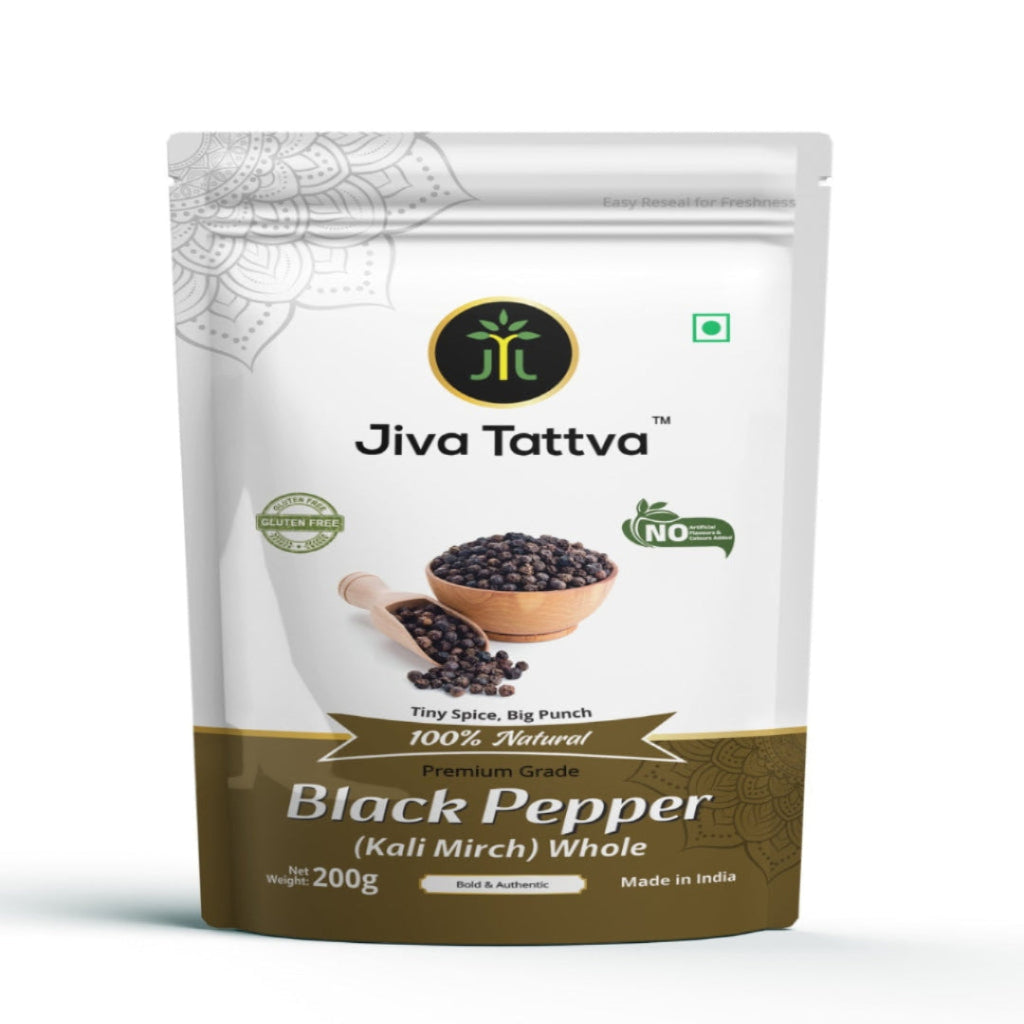 Jiva Tattva Whole Black Pepper Kali Mirch 200g pouch
