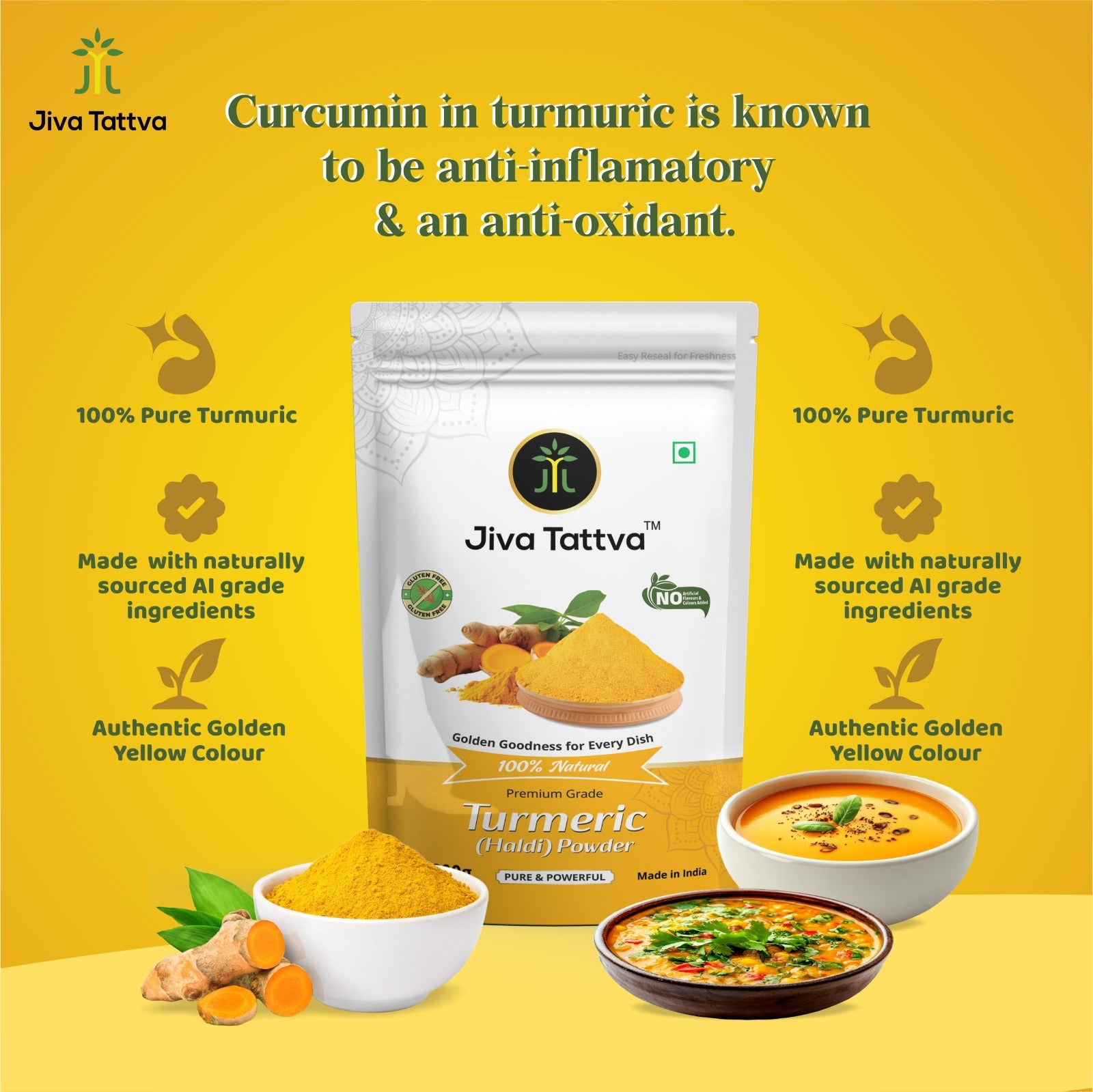 Jiva Tattva Turmeric (Haldi) Powder - 200g