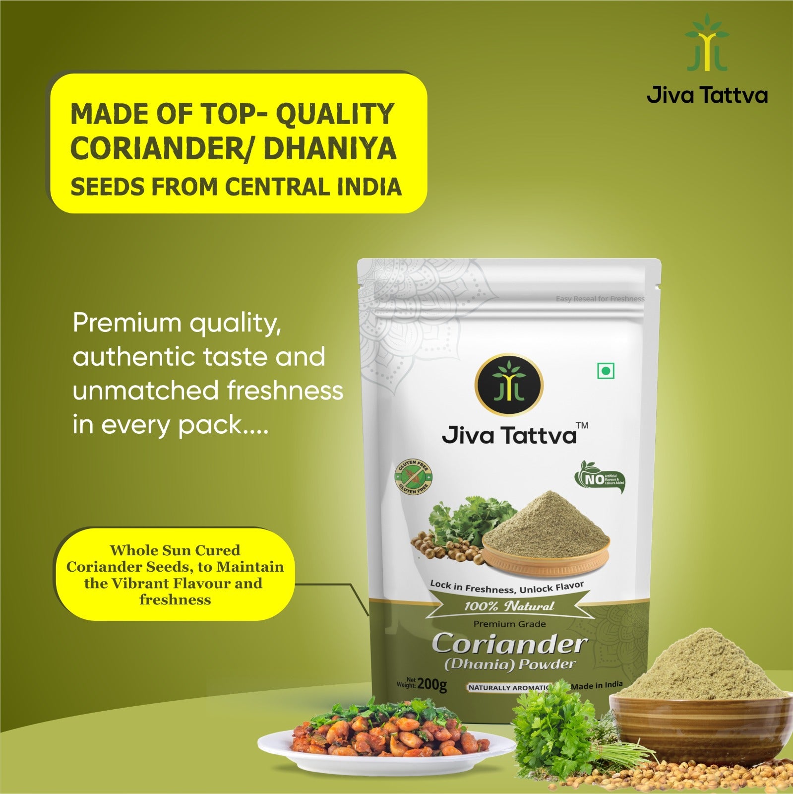 Jiva Tattva Coriander (Dhaniya) Powder  – 200g